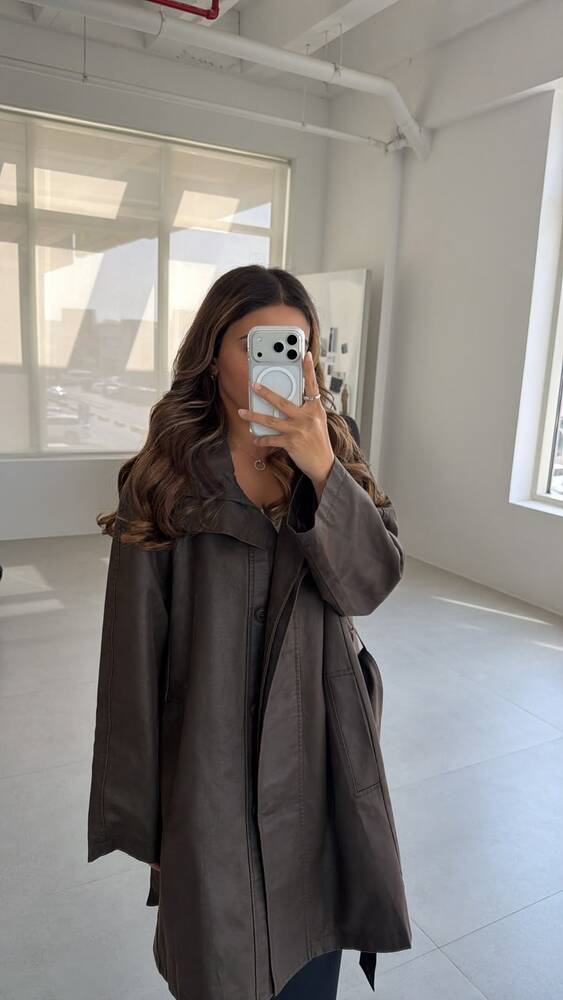 Curve Belted Leather Jacket