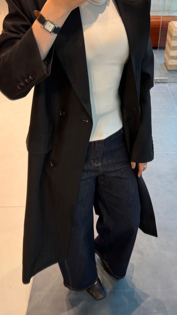 Sharp Lapel Long Blazer