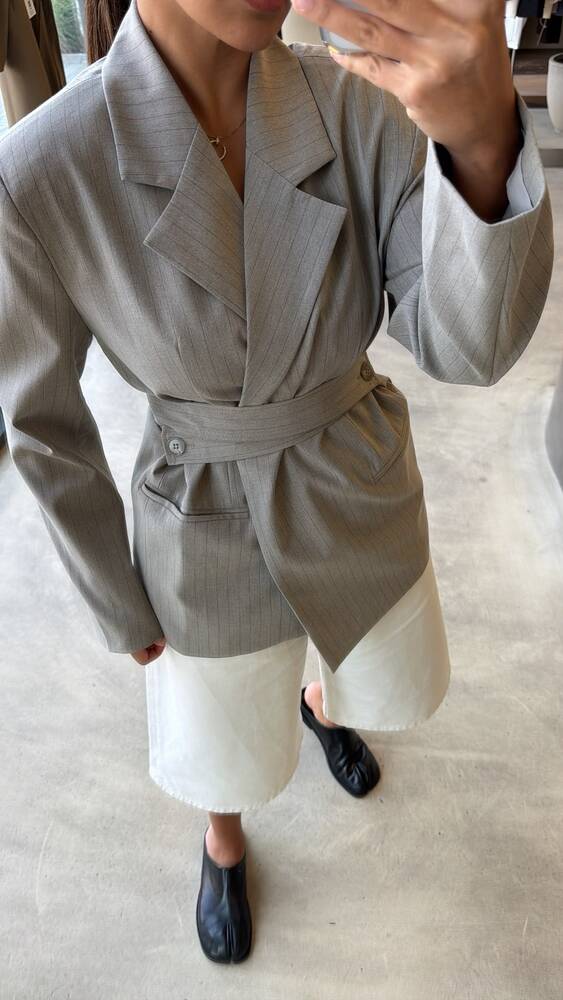 Stripe Wide Belt Blazer