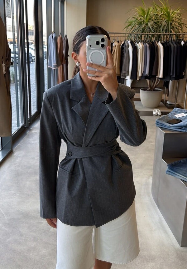 Stripe Wide Belt Blazer