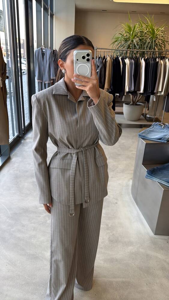 Wrap-style Stripe Blazer Set