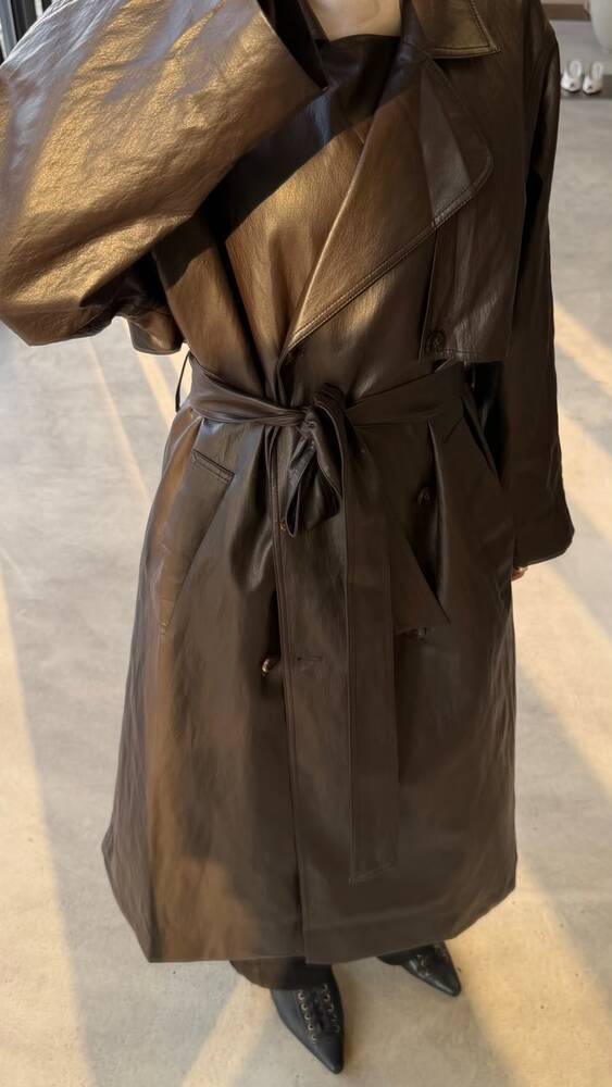 Luxe Leather Trench Coat w/Belt