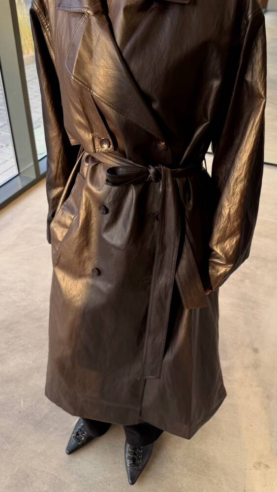 Luxe Leather Trench Coat w/Belt