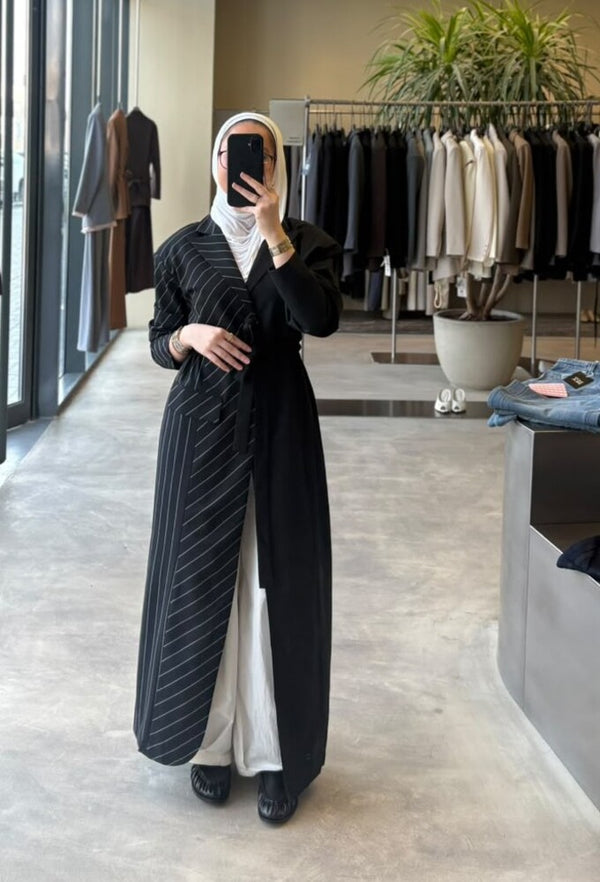 One-side Stripe Long Blazer