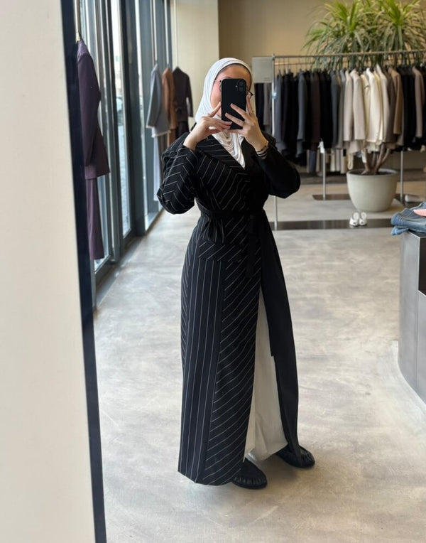One-side Stripe Long Blazer
