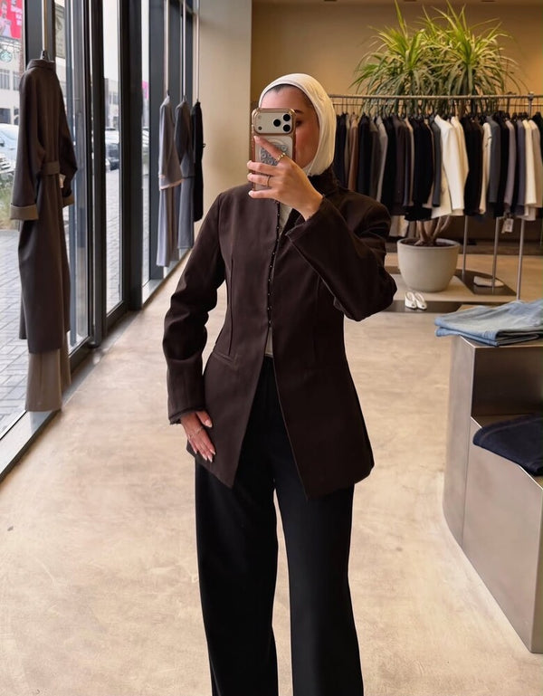 Raw-edge Neck Blazer