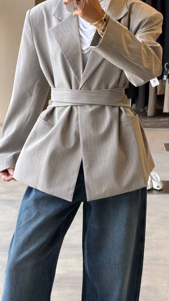 Stripe Wide Belt Blazer