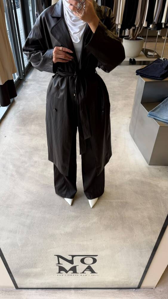 Luxe Leather Trench Coat w/Belt