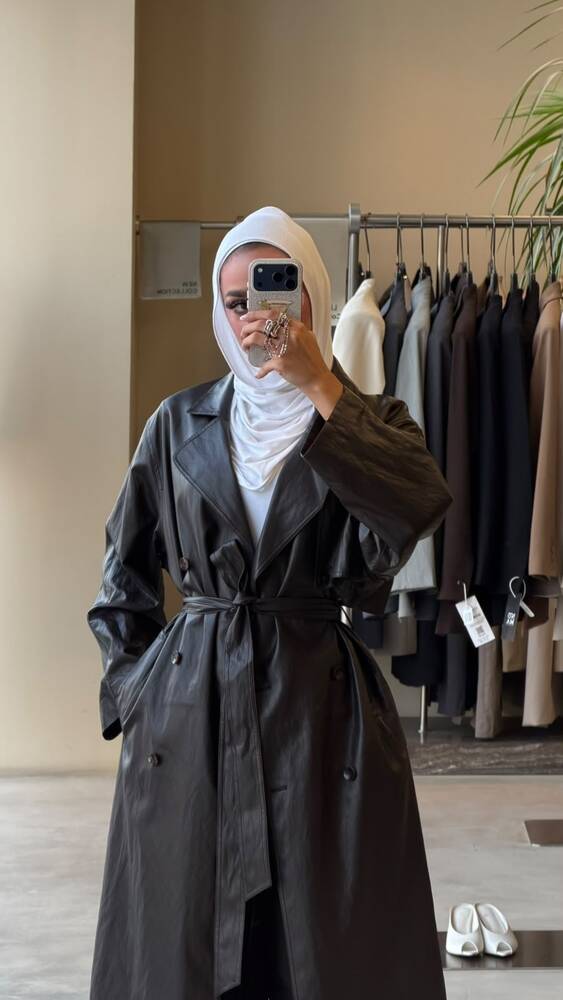 Luxe Leather Trench Coat w/Belt