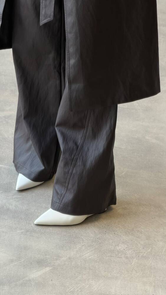 Silver-button  Leather Pants