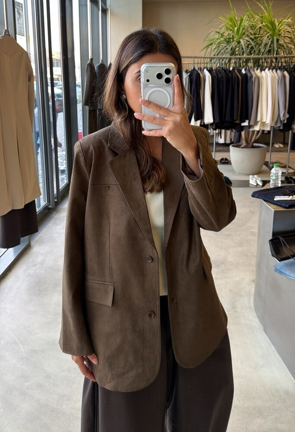 2 Buttons Suede Jacket