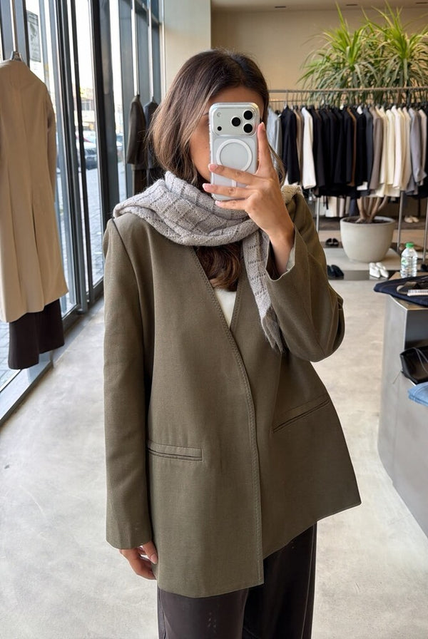 Belted Zigzag Stitch Blazer
