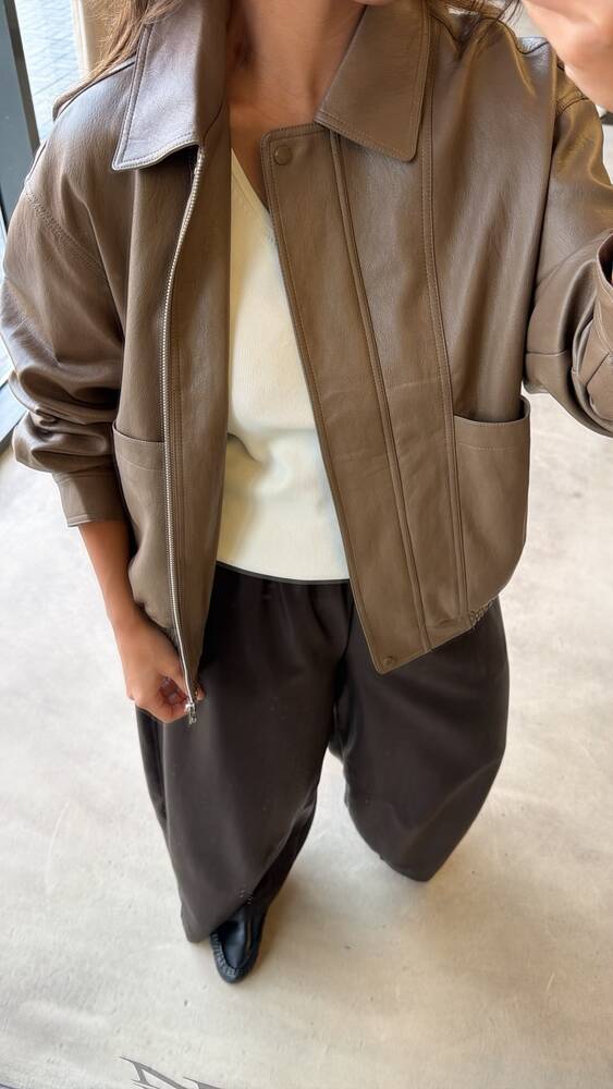 Zip-up Leather Blouson