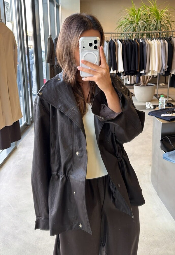 Adjustable String Leather Jacket