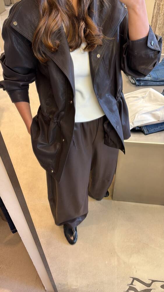 Adjustable String Leather Jacket