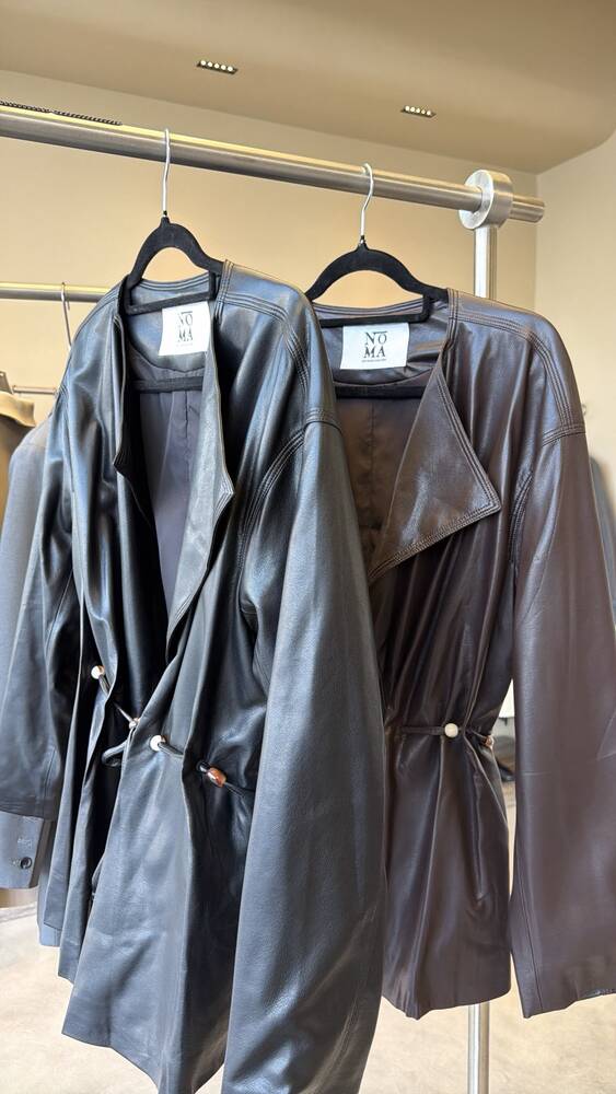 Stylish Tie-waist Leather Jacket
