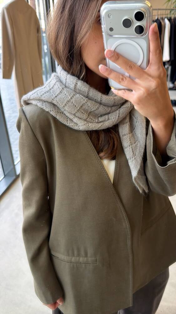 Belted Zigzag Stitch Blazer