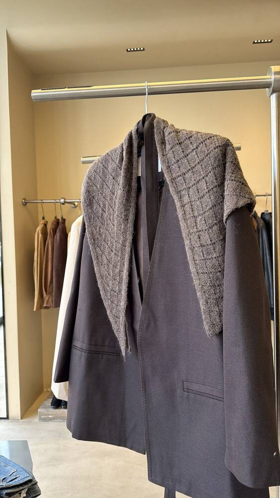 Belted Zigzag Stitch Blazer