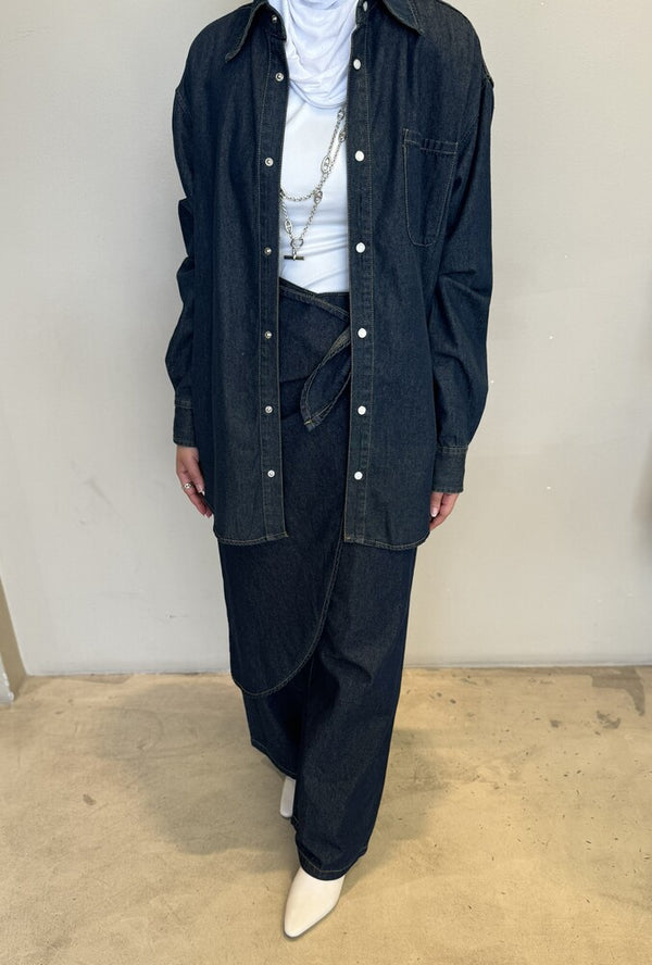 Wrap-tie Soft Denim Set