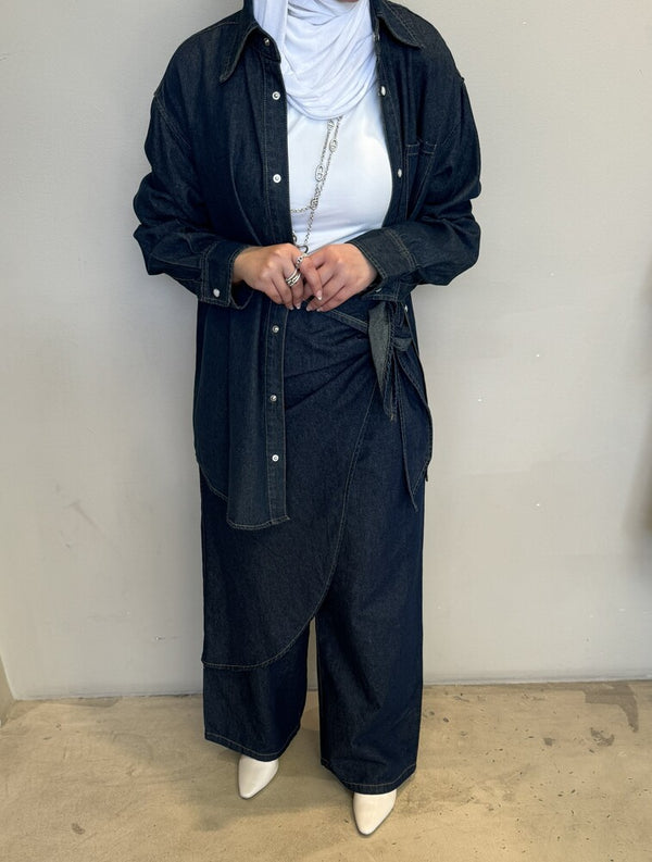 Wrap-tie Soft Denim Set