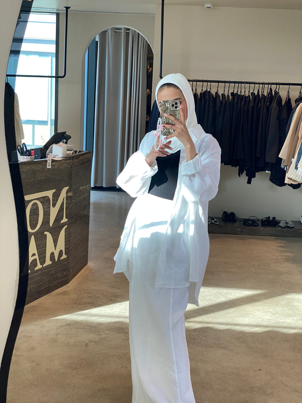 Linen Shirt and Long Skirt 2PC Set  مجموعة الكتان