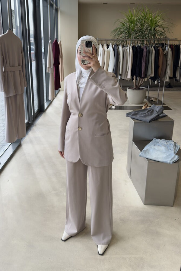 Tonal Belted Pants Suit