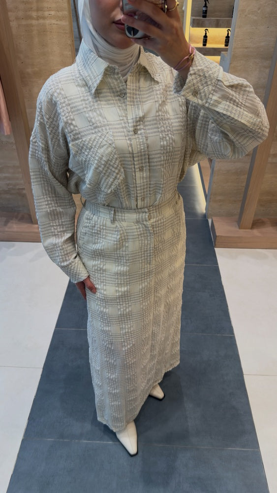 Boxy Fit Skirt Plaid Set