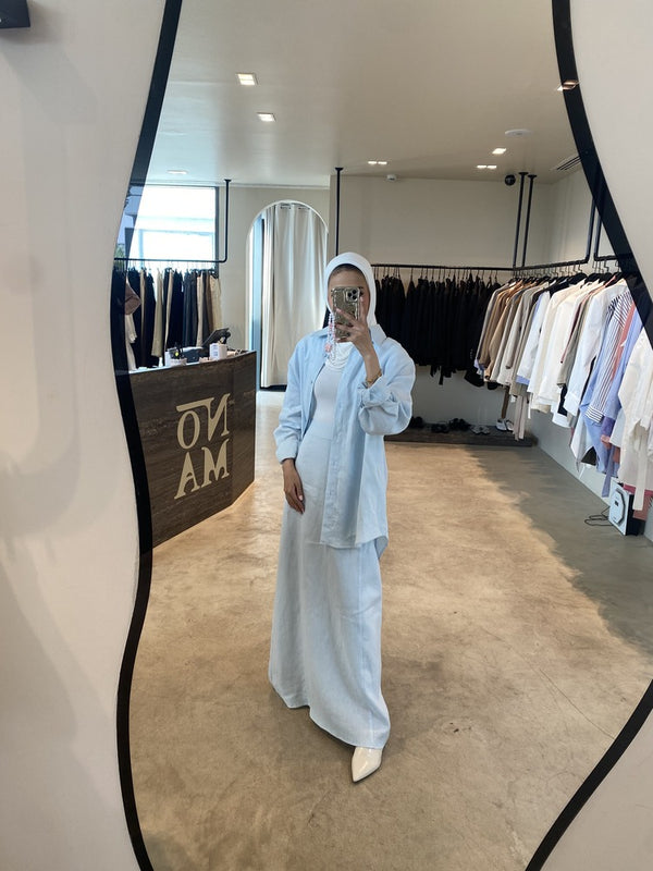 Linen Shirt and Long Skirt 2PC Set  مجموعة الكتان