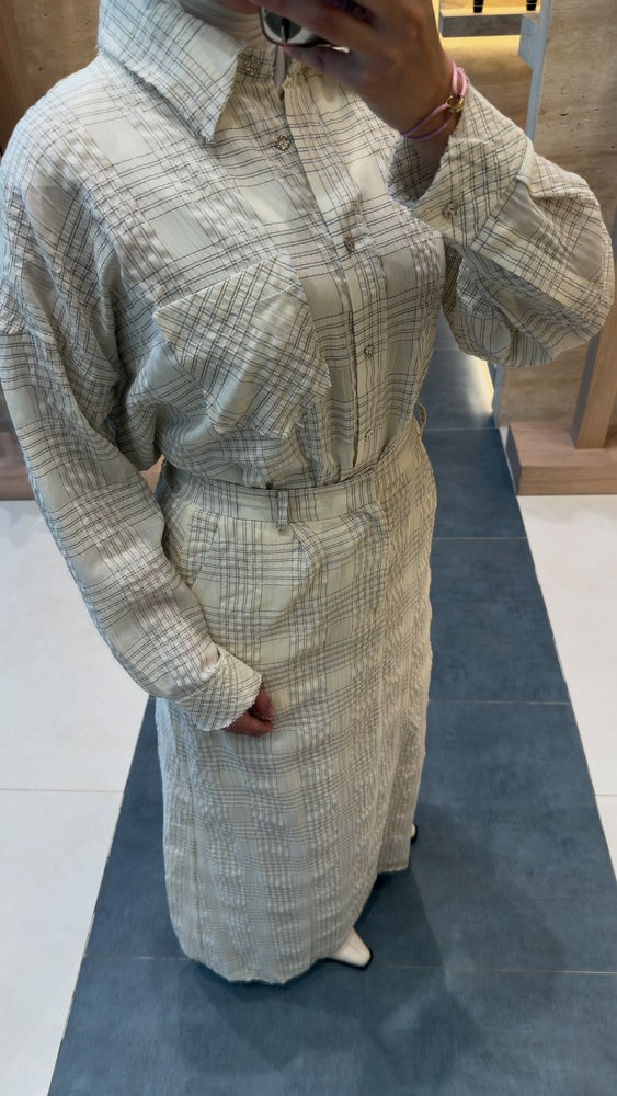 Boxy Fit Skirt Plaid Set