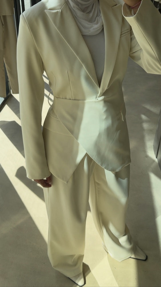 Asymmetrical Hemline Blazer Set