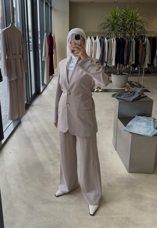 Tonal Belted Pants Suit