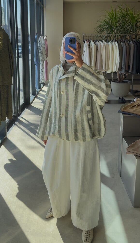 Stripe Stand Collar Shirtx