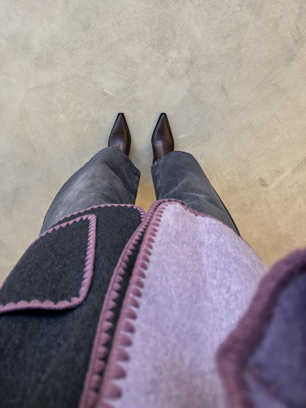 Stitch Detail  Woolen Jacket w/ Scarf