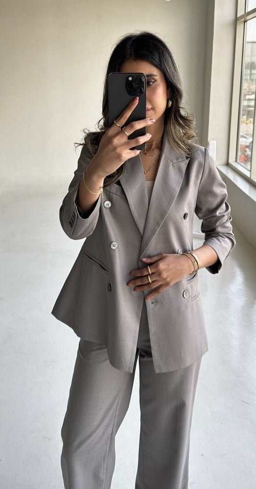 Double Breasted  Blazer Women Set 2PC ملابس مجموعات كاملة