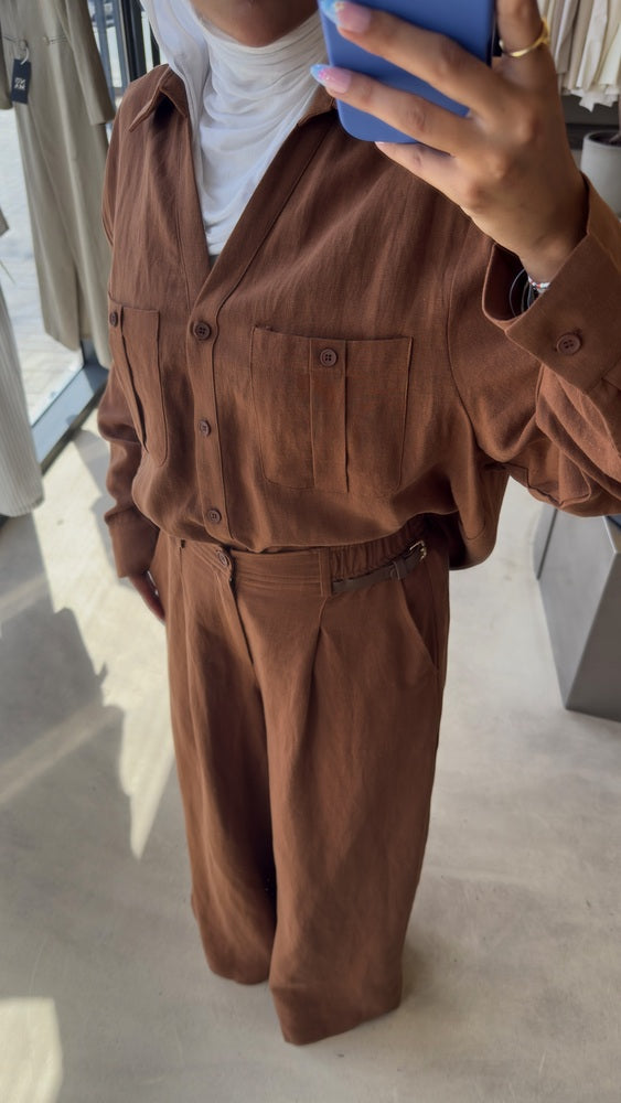 Pocketed-chest Shirt Set