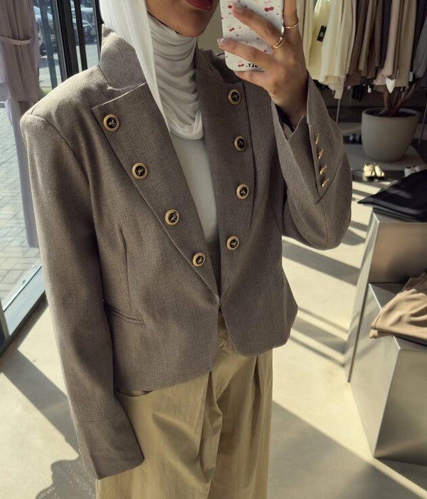 Short Decorative Button Jacket