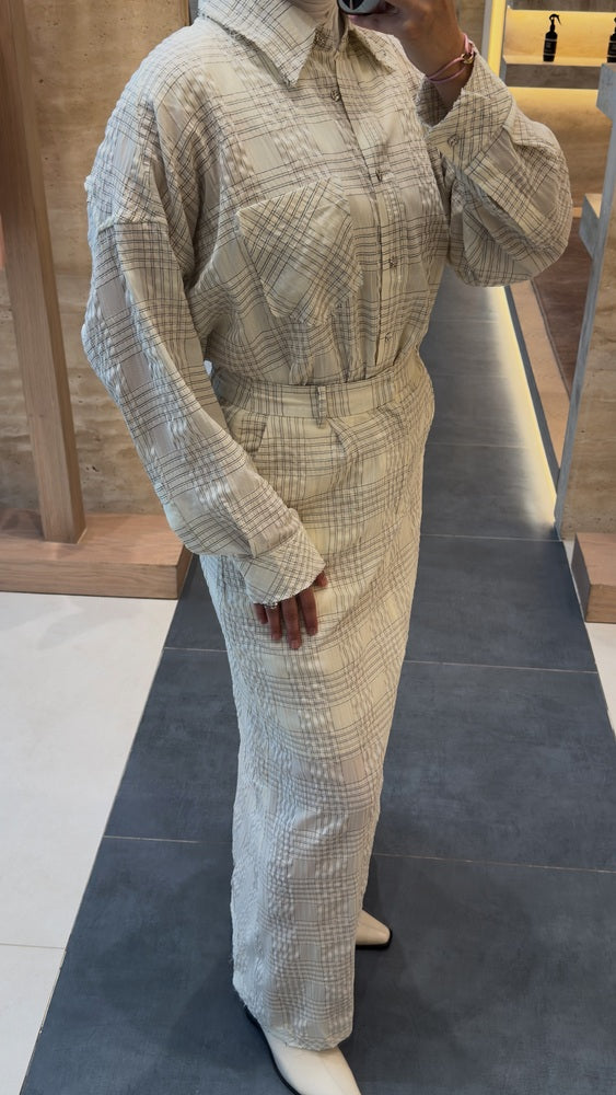 Boxy Fit Skirt Plaid Set