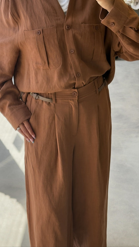Pocketed-chest Shirt Set