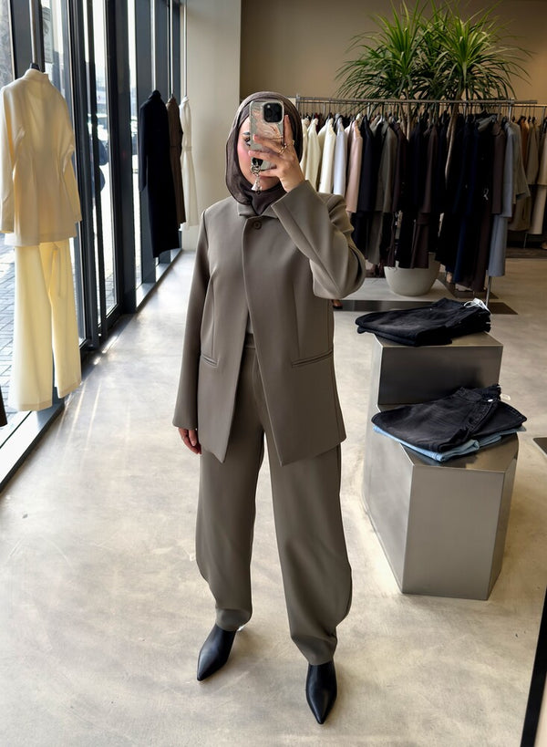 High-neck Minimalist Blazer Set 2PC