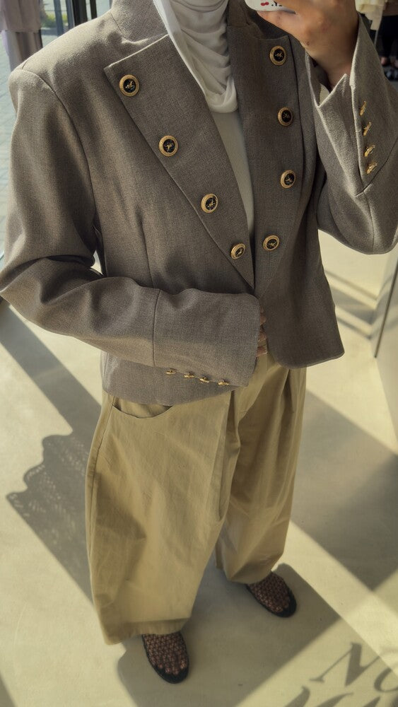 Short Decorative Button Jacket