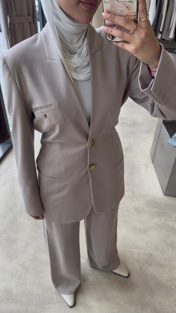 Tonal Belted Pants Suit