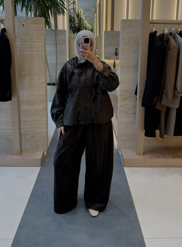 Garterized Leather Pants