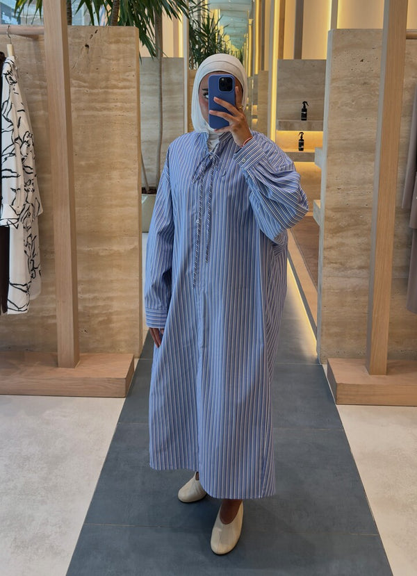 Blue Striped Shirt Dress