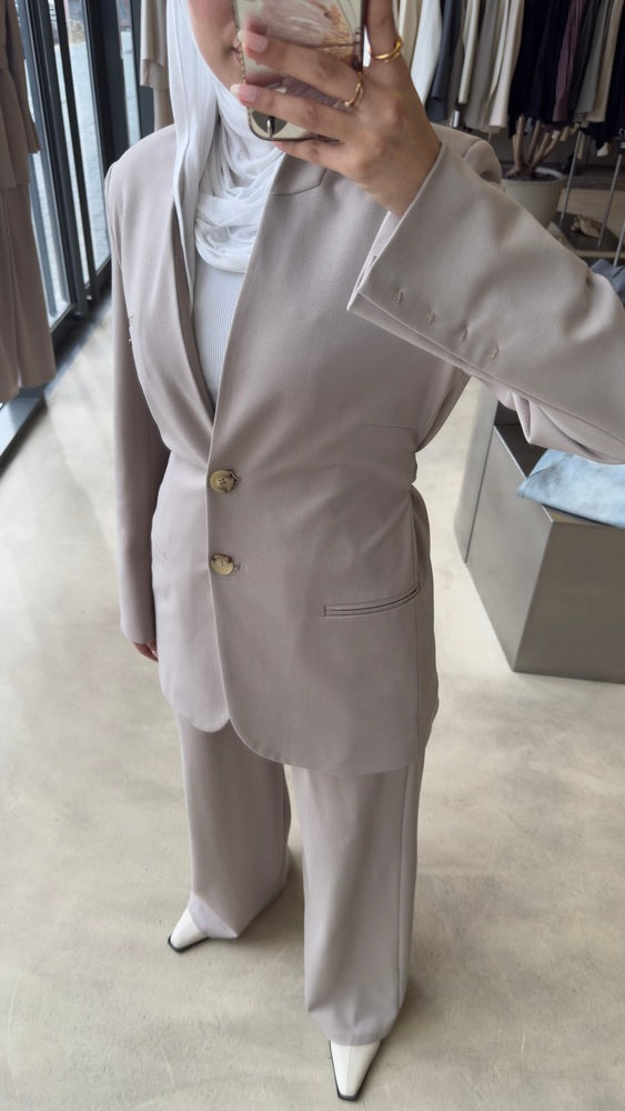 Tonal Belted Pants Suit