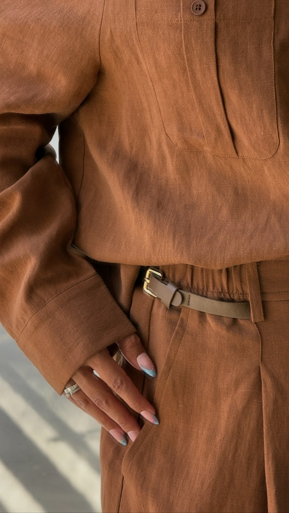 Pocketed-chest Shirt Set