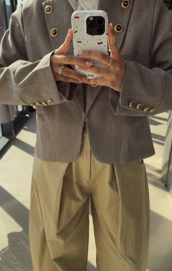 Short Decorative Button Jacket
