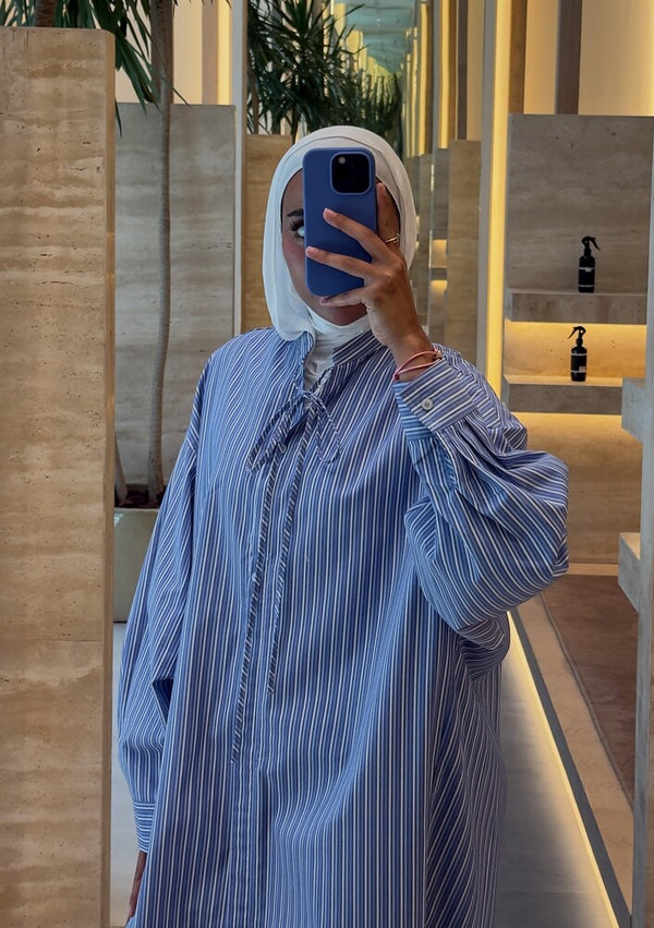 Blue Striped Shirt Dress