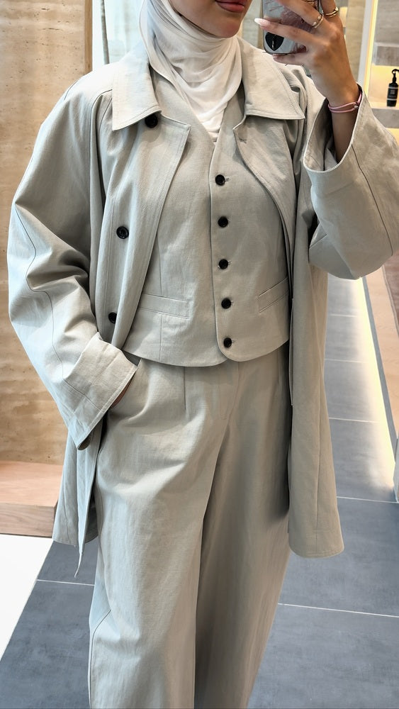 3PC Loose Mid Jacket Set