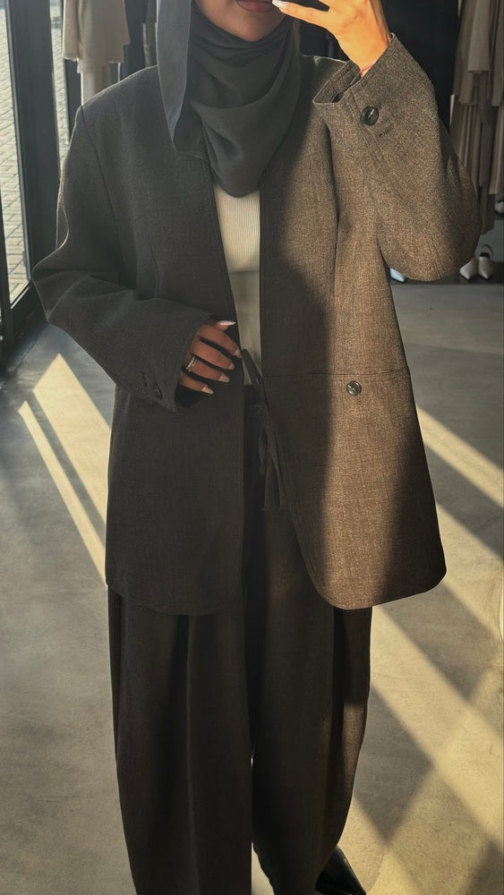 2-Button Designed Open Blazer Set
