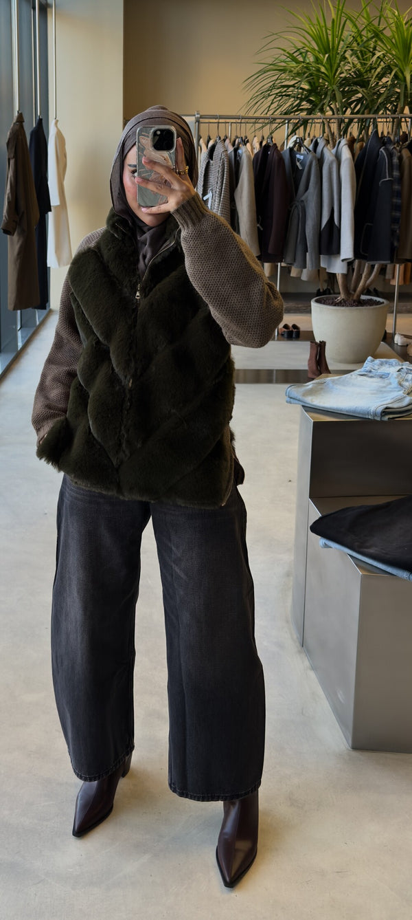 Fur Knit Long Sleeve Jacket